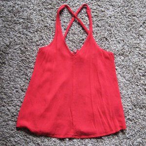 Red Open Back Tank Like New Express XS